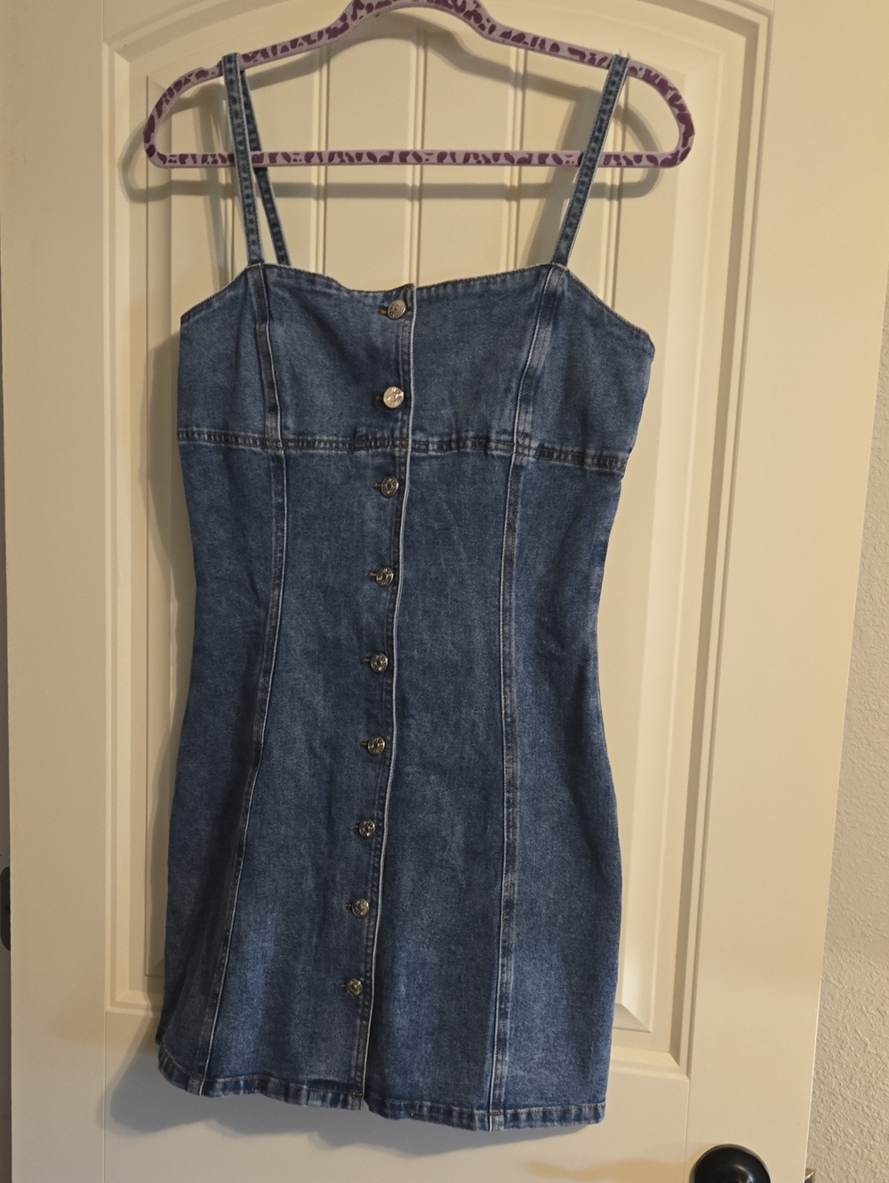 Bluivy Blue Denim Button-Front Mini Dress